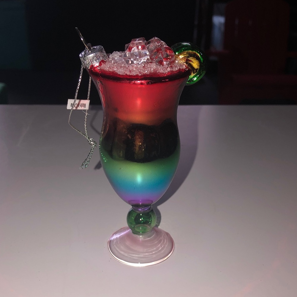 🚚 Rainbow Cocktail Glass Ornament